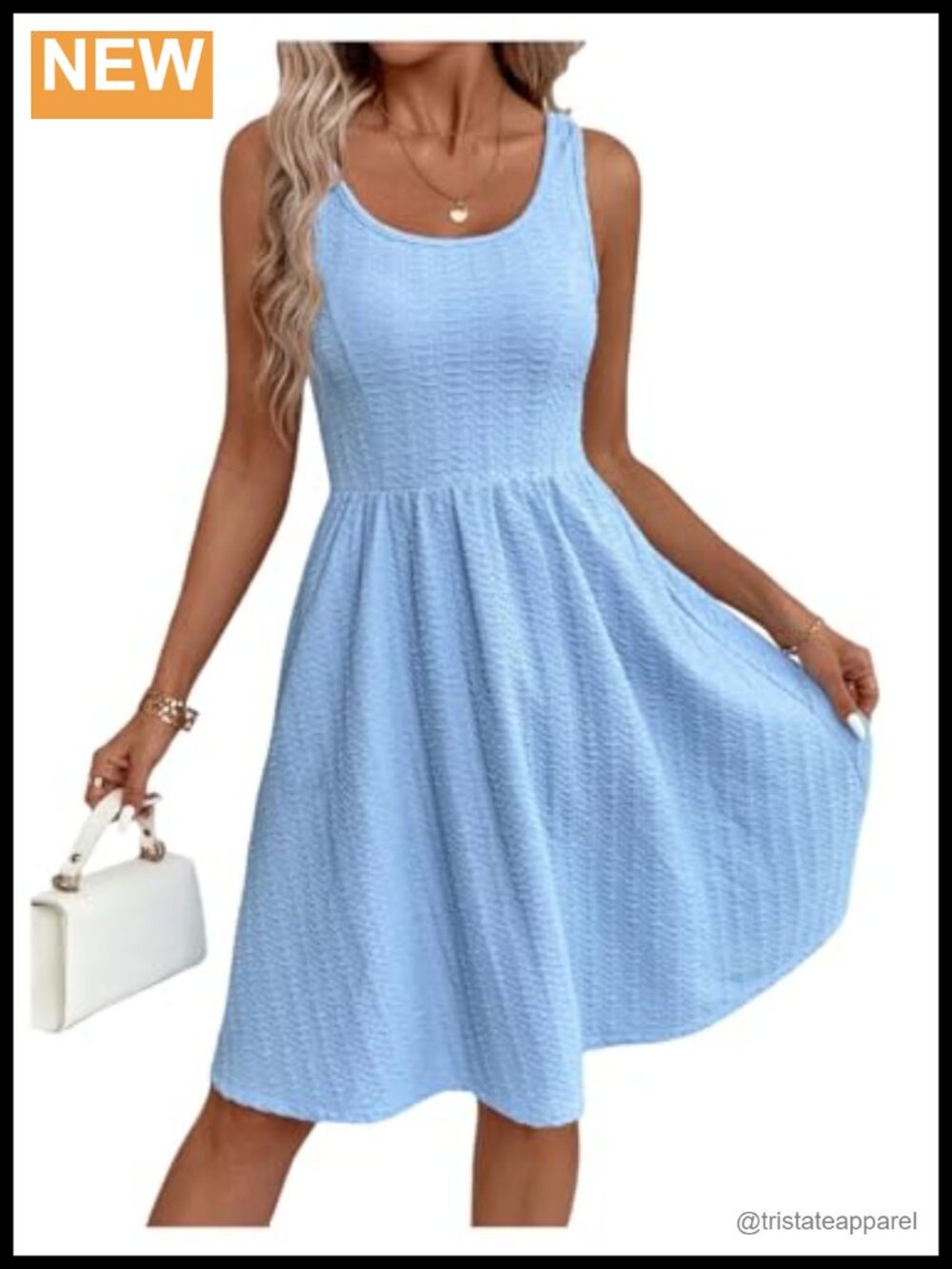 Sleeveless Square Neck Eyelet Embroidery A-Line Summer Casual Dress